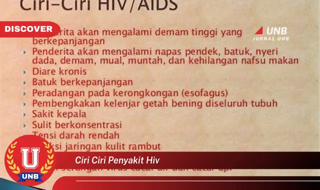 ciri ciri penyakit hiv