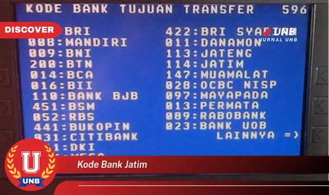 kode bank jatim