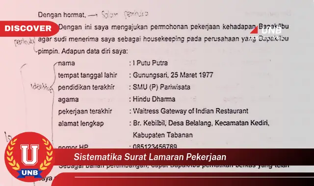 sistematika surat lamaran pekerjaan