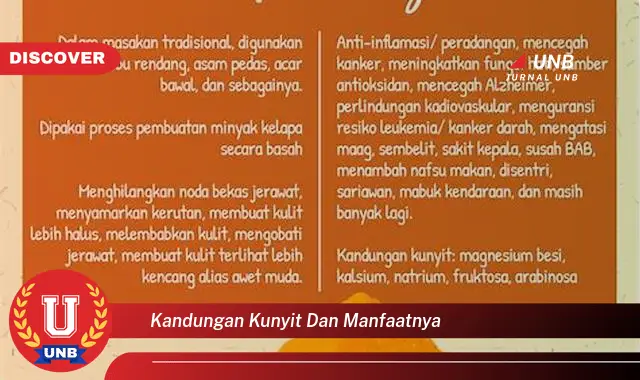 kandungan kunyit dan manfaatnya