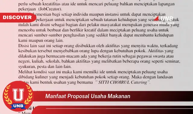 manfaat proposal usaha makanan